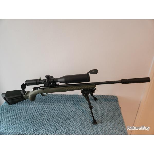 PACK 22lr ruger am�rican rimfire od green, lunette hawke 4-16x50 + bipied + 2 chargeurs + silencieux