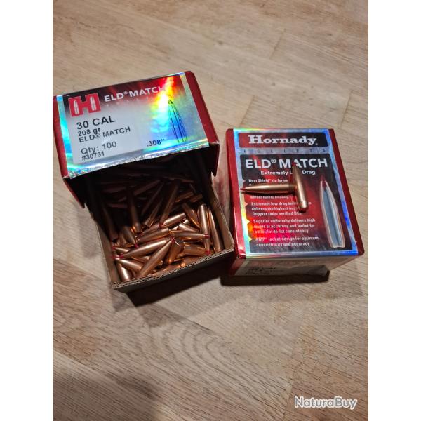 195 ogives ELD MATCH Hornady 208 grains calibre 308