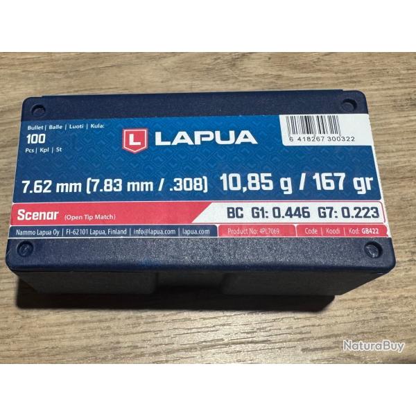 Lot d'ogives pour test de canon Lapua, Sierra