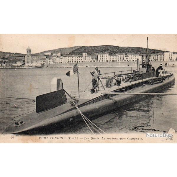 Carte Postale Ancienne - Sous-marin Cigogne � Port-Vendres.-N�8219