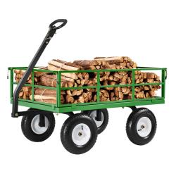 Chariot de Jardin Transport, Charge 544kg,Tractable Ext&eacute;rieur en M&eacute;tal 2en1 avec Tout-Terrain 330mm