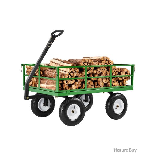 Chariot de Jardin Transport, Charge 544kg,Tractable Ext�rieur en M�tal 2en1 avec Tout-Terrain 330mm
