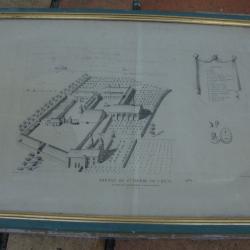 Plan de  l'Abbaye Saint-Pierre  de CHESI- Gravure ancienne- encadr&eacute;e.
