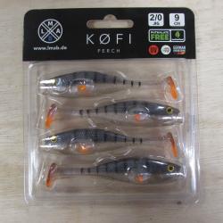 Leurre souple KOFI Perch, 9 cm, blister de 4, colori ghost perch