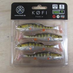 Leurre souple KOFI Perch, 9 cm, blister de 4, colori real perch