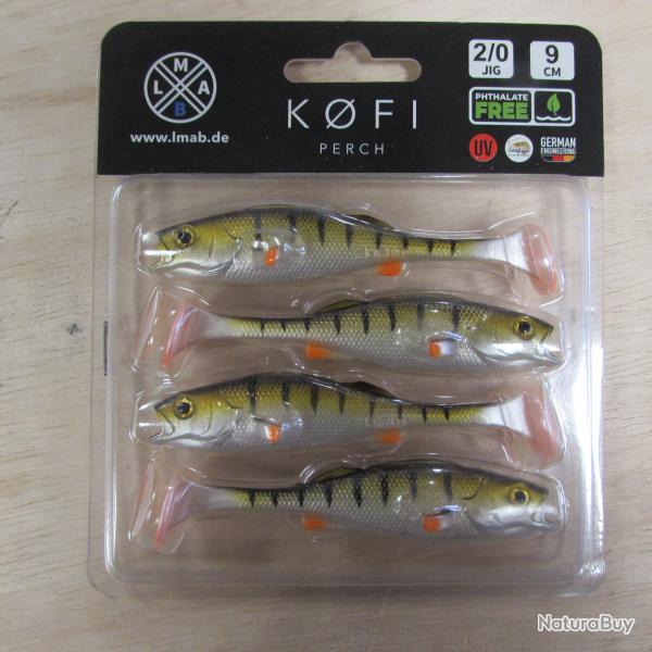 Leurre souple KOFI Perch, 9 cm, blister de 4, colori real perch