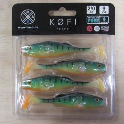 Leurre souple KOFI Perch, 9 cm, blister de 4, colori firetiger
