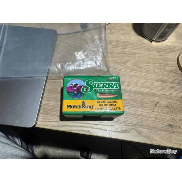 Lot de 38 Ogives Sierra Match King 168gr cal 30