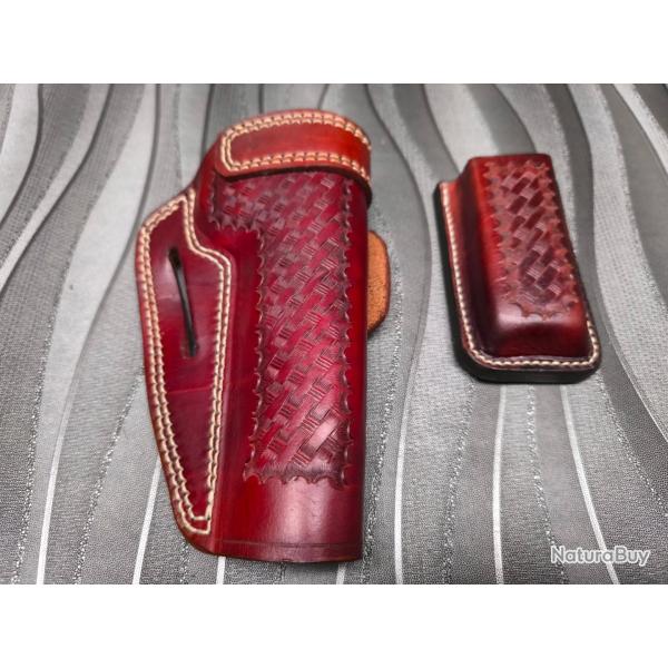 Holster et porte-chargeur cuir pour PA