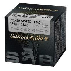 Munitions Sellier & Bellot 7.5X55 SWIS 174gr FMJ x50