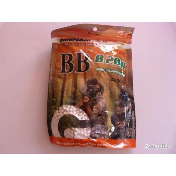4000 billes GoldenBall Airsoft 0.20 g 5.95 mm *NEUF*