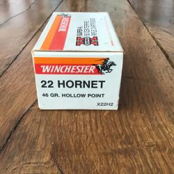 Cartouches WINCHESTER 22 Hornet 46 GR HOLLOW POINT.