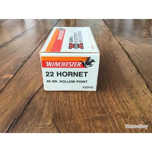 Cartouches WINCHESTER 22 Hornet 46 GR HOLLOW POINT.