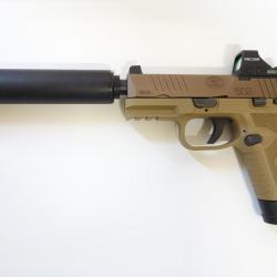 Pistolet FN HERSTAL FN 502 Tactical Bi-Tone Black/FDE - 22Lr + holosun HS407K plus A-TEC wave