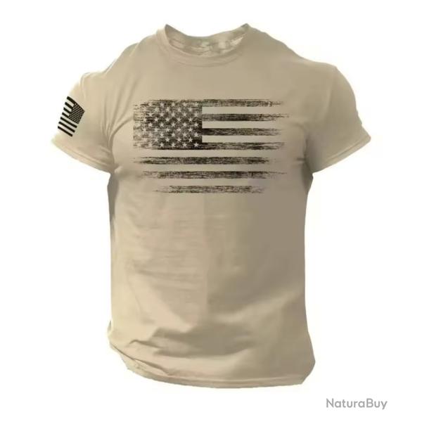 T-Shirt streetwear Drapeau Am�ricain coloris BEIGE