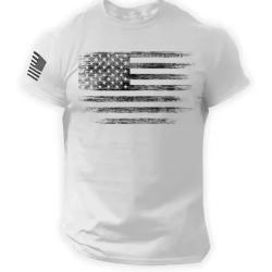 T-Shirt streetwear Drapeau Am&eacute;ricain coloris BLANC