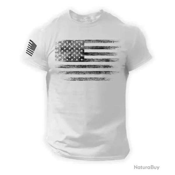 T-Shirt streetwear Drapeau Am�ricain coloris BLANC