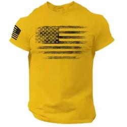 T-Shirt streetwear Drapeau Am&eacute;ricain coloris JAUNE