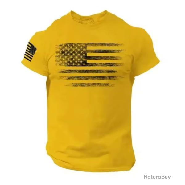 T-Shirt streetwear Drapeau Am�ricain coloris JAUNE
