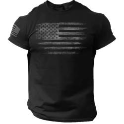 T-Shirt streetwear Drapeau Am&eacute;ricain coloris NOIR