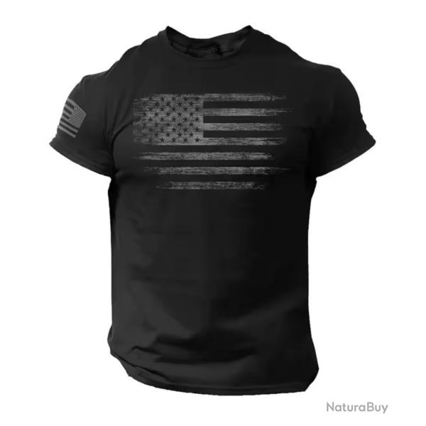 T-Shirt streetwear Drapeau Am�ricain coloris NOIR