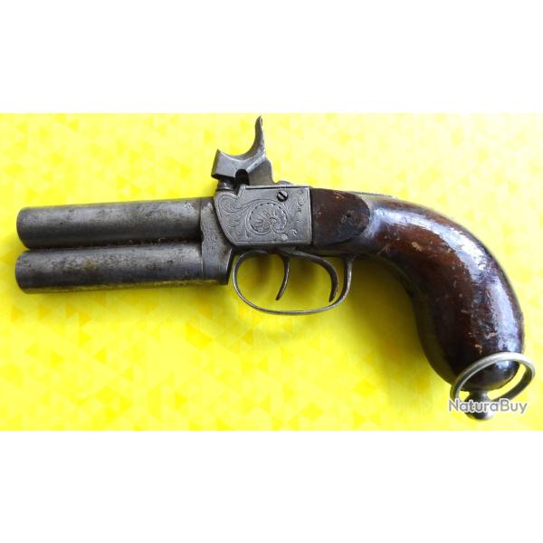 Pistolet coup de poing - Mi XIXe - 2 canons superpos�s