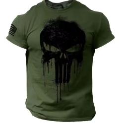 T-Shirt streetwear Am&eacute;ricain Style PUNISHER coloris Vert Arm&eacute;e