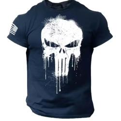 T-Shirt streetwear Am&eacute;ricain Style PUNISHER coloris Bleu