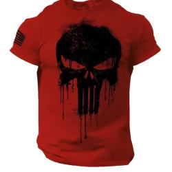 T-Shirt streetwear Am&eacute;ricain Style PUNISHER coloris Rouge
