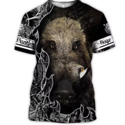 T-Shirt Streetwear impression 3D Motif Sanglier ref/097 ENCHERE 1 EURO