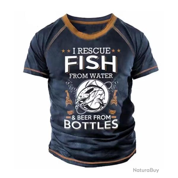 T-Shirt Streetwear impression 3D Motif P�CHE ref/117 ENCHERE 1 EURO