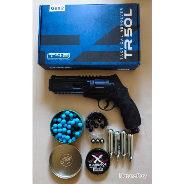Pack revolver Umarex T4E TR50 L gen2  noir Laser.