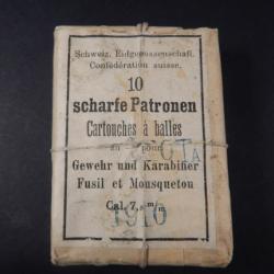 1492 -  Paquet original de 10 cartouches 7.5 x 53.5 Suisse GP90 - balle nickel arrondie avec calepin