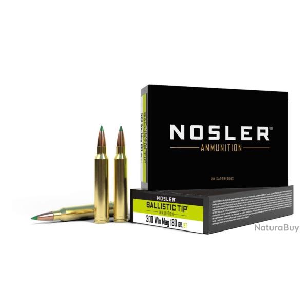 Munitions NOSLER Cal.300win mag BALLISTIC TIP 180gr 9.1g par 20