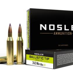 Munitions NOSLER Cal.243win BALLISTIC TIP 90gr 5.8g par 20