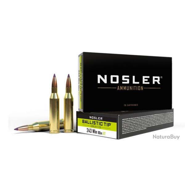 Munitions NOSLER Cal.243win BALLISTIC TIP 90gr 5.8g par 60