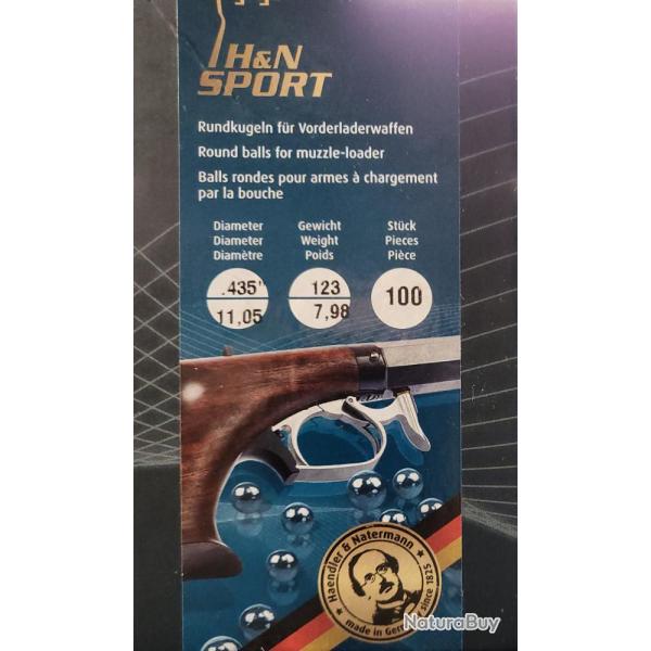 Balles HN Rondes 44/454 boite de 100