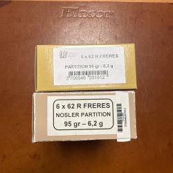 LOT DE DEUX BOITES SOLOGNE 6x62 R FRERES PARTITION 95gr