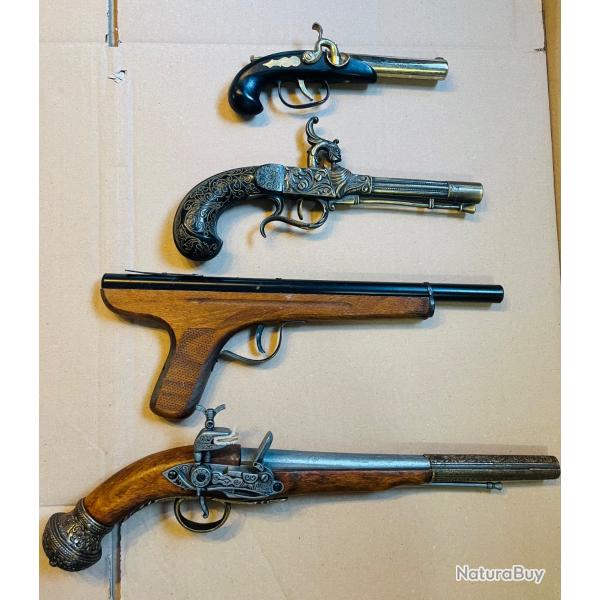 Lot 4 pistolets vintage d�coratifs / collection + k�pi offert