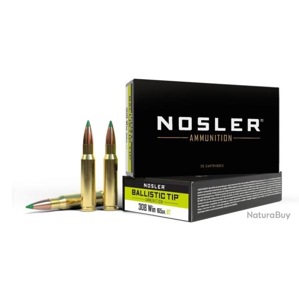 Munitions NOSLER Cal.308win BALLISTIC TIP 165gr 10.7g par 20