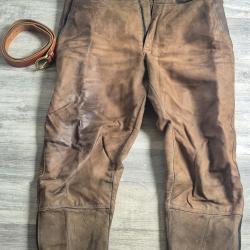 pantalon chasse fuseau cuir + ceinture