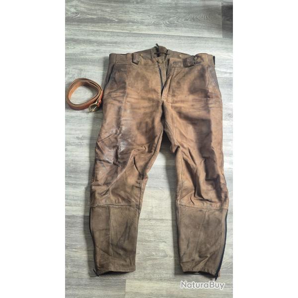 pantalon chasse fuseau cuir + ceinture