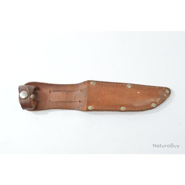 Ancien �tui / fourreau cuir pour couteau de chantier de jeunesse ou chasse.