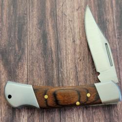 Couteau S-TEC Gentleman Folder Lame Acier Inox Satin | Manche Bois Brun | Verrouillage Lockback