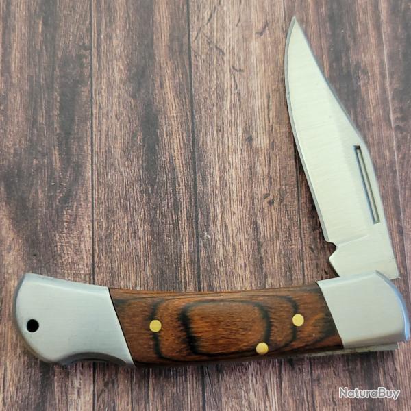 Couteau S-TEC Gentleman Folder Lame Acier Inox Satin | Manche Bois Brun | Verrouillage Lockback
