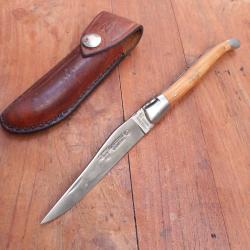 Joli Couteau LAGUIOLE EN AUBRAC Manche en OLIVIER avec &Eacute;tui en Cuir