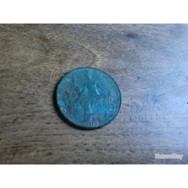 monnaie 5 centimes daniel  dupuis 1912