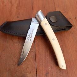 Joli Couteau LE THIERS par ROGER ORF&Egrave;VRE  Manche en OS avec &Eacute;tui en Cuir