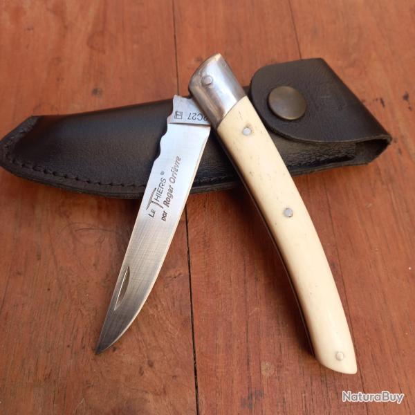 Joli Couteau LE THIERS par ROGER ORF�VRE  Manche en OS avec �tui en Cuir