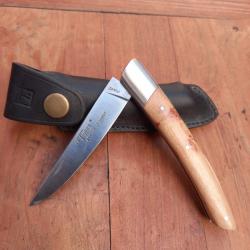 Joli Couteau LE THIERS par LE SABOT Manche en Bois de Gen&eacute;vrier avec &Eacute;tui en Cuir